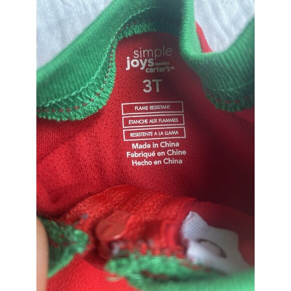 Carters Christmas Fleece Red & White Pajamas Size 3T One-piece Unisex Lot Of 2! - Picture 4 of 7